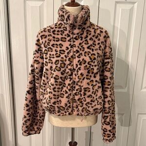 Victoria's Secret PINK x Know One Cares Faux Fur Leopard Jacket Sz L